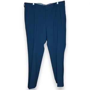 Van Heusen Flat Front Stretch Dress Pants Navy Black Iris 40x32 NWT MSRP $68